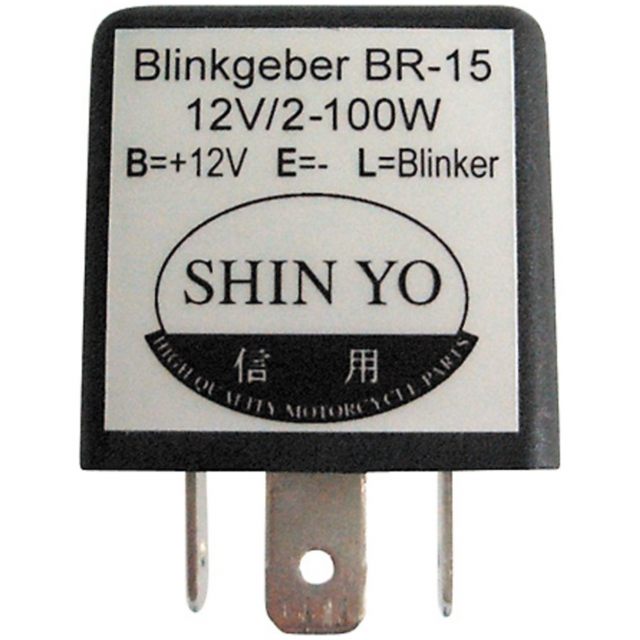 Blinkersrelä Sy-02, 3-pol, 12 Vdc, 1-100 Watt SHINYO