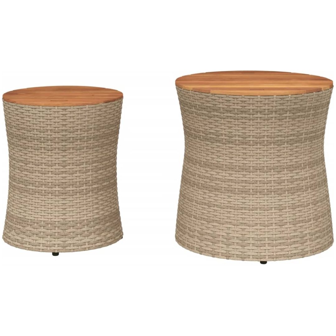 Sidobord 2 delar med träskiva beige konstrotting vidaXL – bild 4