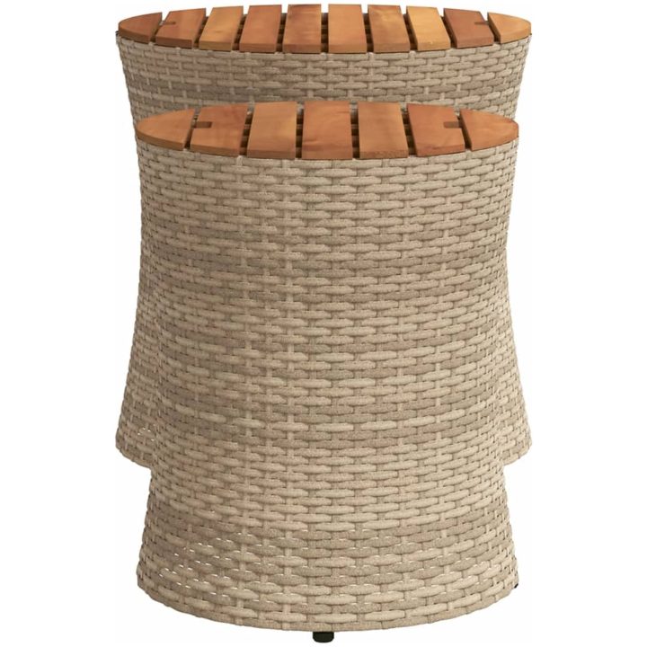 Sidobord 2 delar med träskiva beige konstrotting vidaXL – bild 5