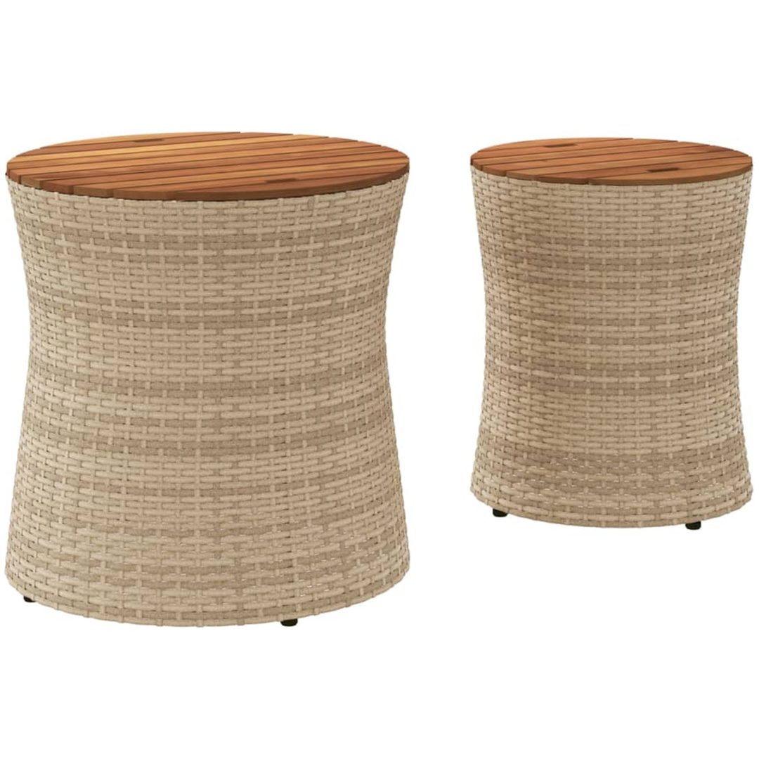 Sidobord 2 delar med träskiva beige konstrotting vidaXL – bild 6