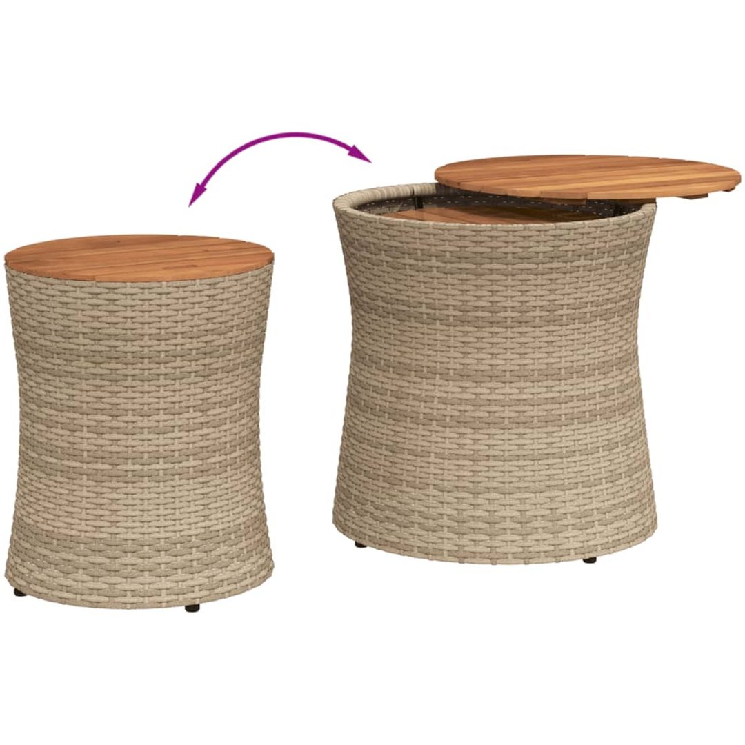 Sidobord 2 delar med träskiva beige konstrotting vidaXL – bild 7