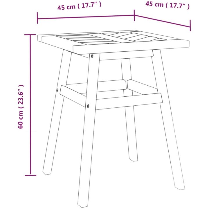 Sidobord 45x45x60 cm massivt akaciaträ vidaXL – bild 7