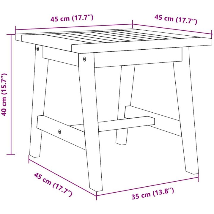 Sidobord Massivt Akaciaträ vidaXL 45 x 45 x 40 cm – bild 10