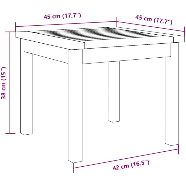 Sidobord Massivt trä Akacia vidaXL 45 x 45 x 38 cm – bild 10