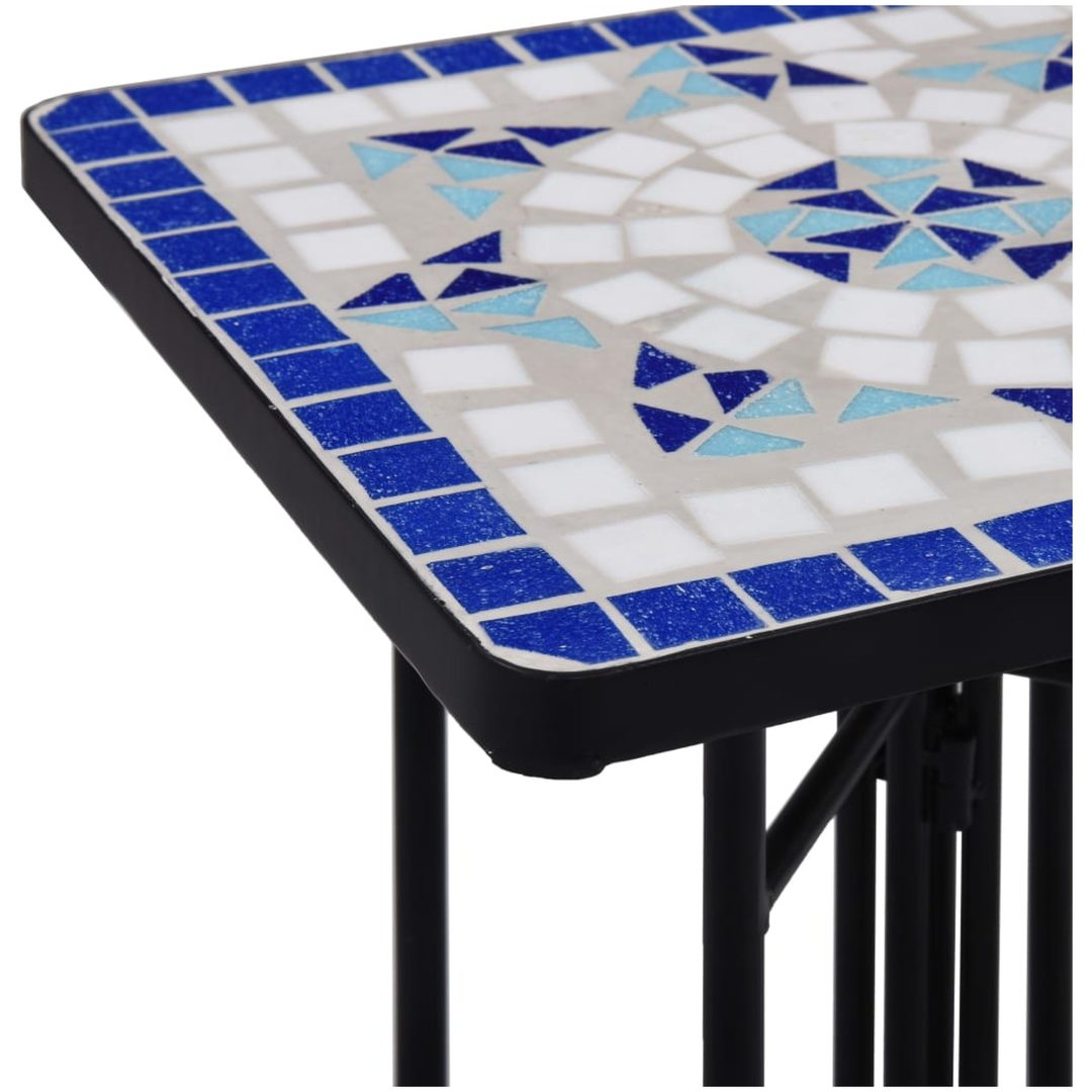 Sidobord med mosaik blå och vit keramik vidaXL – bild 5