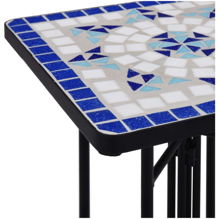 Sidobord med mosaik blå och vit keramik vidaXL – bild 5