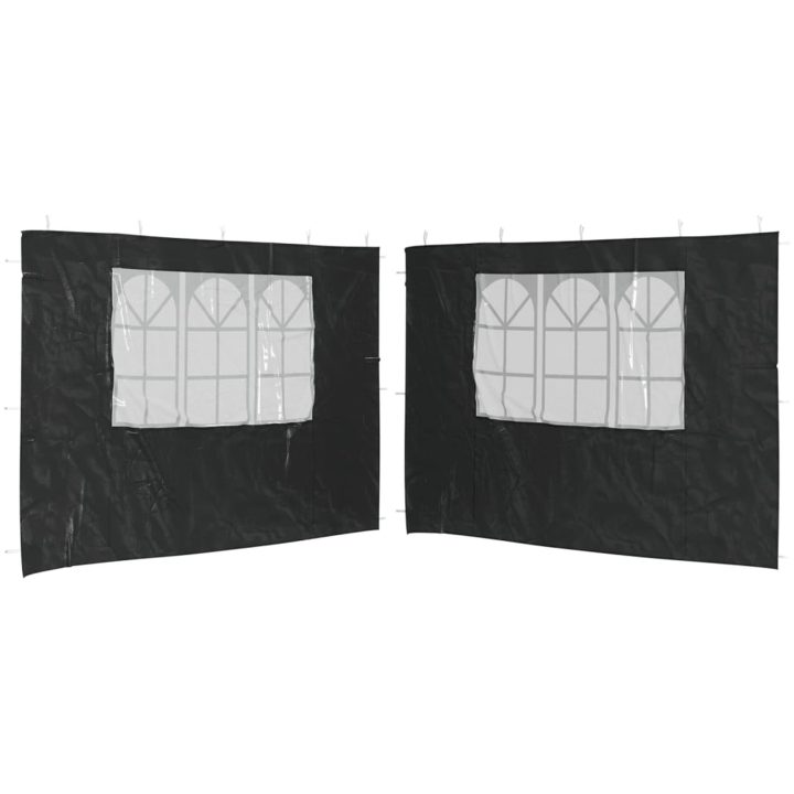 Sidoväggar till partytält 2 st med fönster PE antracit vidaXL 300 x 195 cm – bild 2