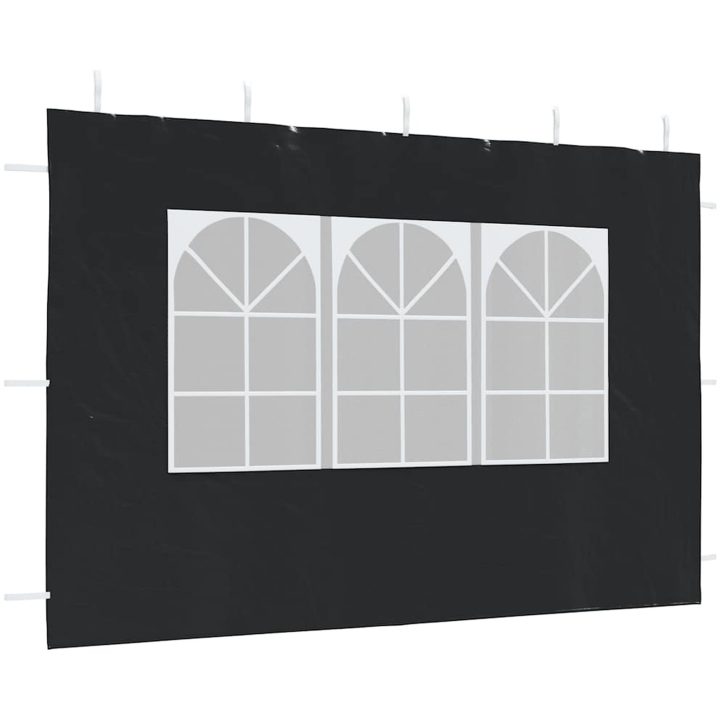 Sidoväggar till partytält 2 st med fönster PE antracit vidaXL 300 x 195 cm – bild 6