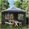 Sidoväggar till partytält 2 st med fönster PE antracit vidaXL 300 x 195 cm – miniatyr 1