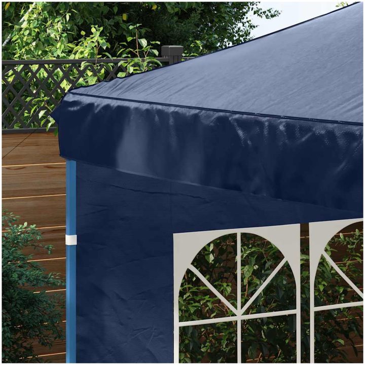 Sidoväggar till partytält 2 st med fönster PE blå vidaXL 300 x 195 cm – bild 4