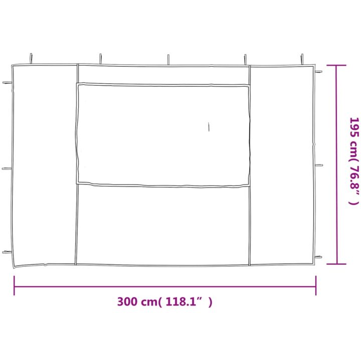 Sidoväggar till partytält 2 st med fönster PE blå vidaXL 300 x 195 cm – bild 5