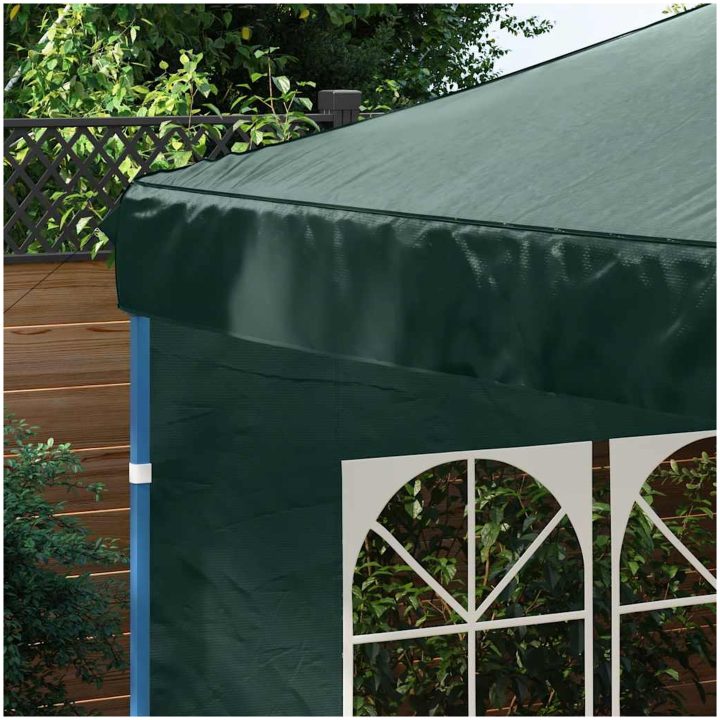 Sidoväggar till partytält 2 st med fönster PE grön vidaXL 300 x 195 cm – bild 4
