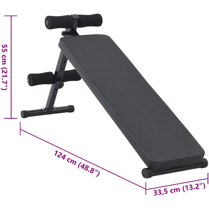 Sit Up Bänk 150 kg Hopfällbar och Höjdjusterbar 48-68 cm Stål vidaXL L135*b35*h68cm – bild 9