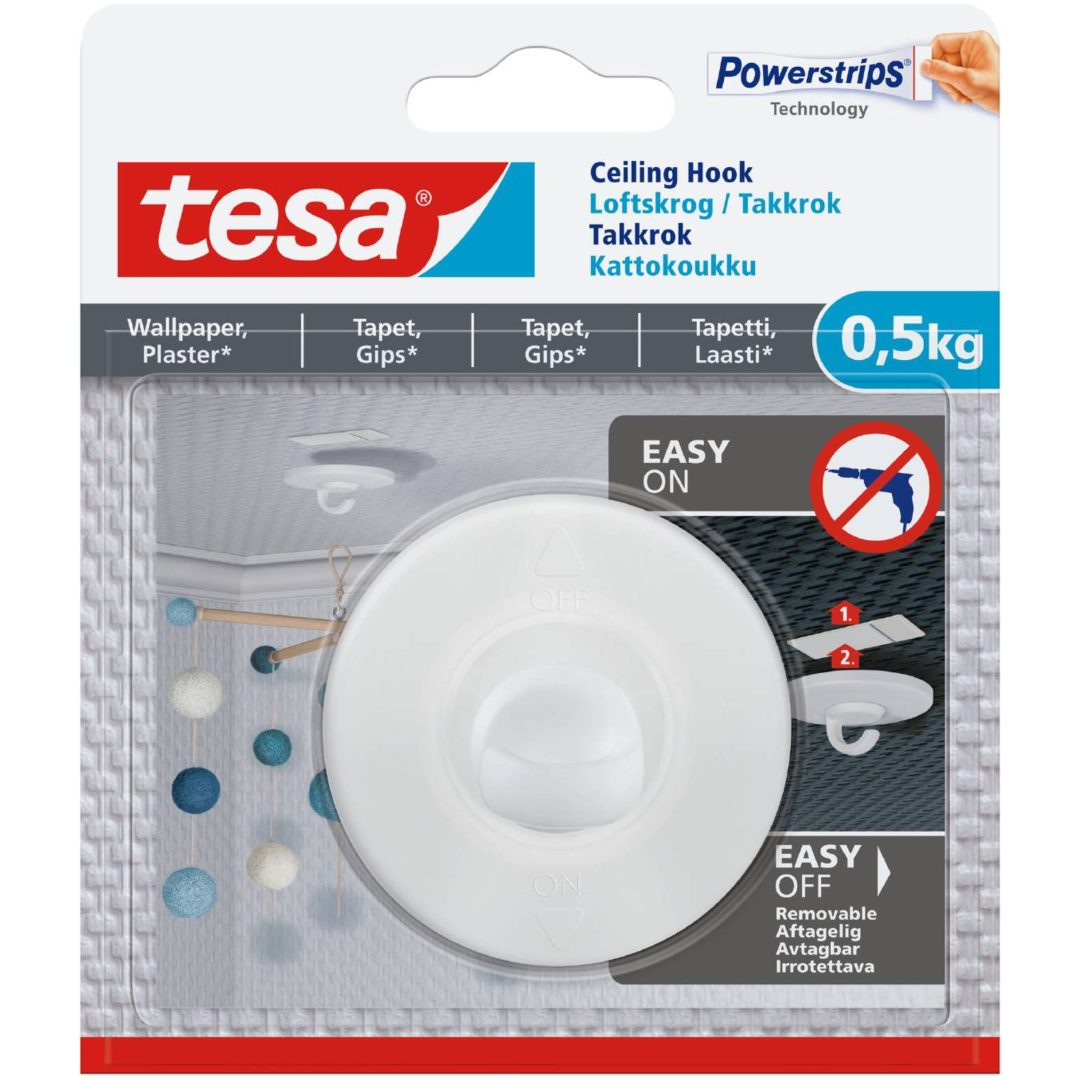 Självhäft Justerbar Takkrok 0,5kg TESA TAKKROK TESA TAPET 0,5KG 1ST