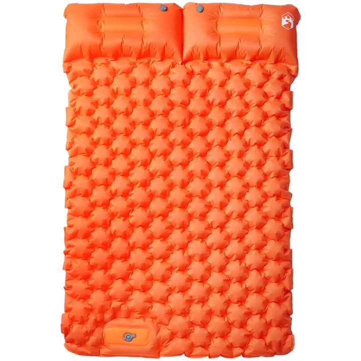Självuppblåsande campingmadrass med kuddar 2 personer orange vidaXL – bild 2