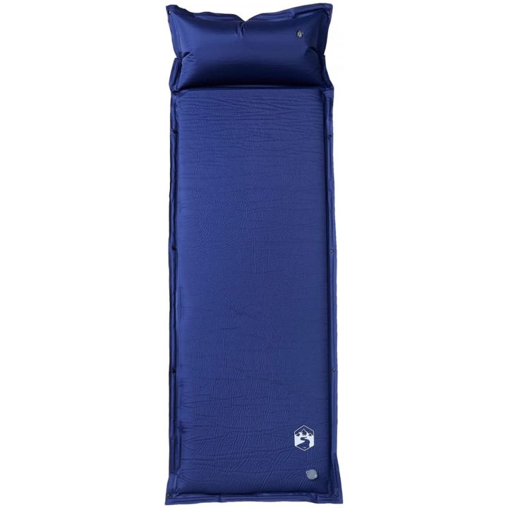 Självuppblåsande campingmadrass med kudde 1 person marinblå vidaXL 190 x 64 x 3 cm – bild 2