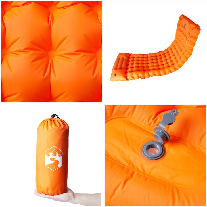 Självuppblåsande campingmadrass med kudde 1 person orange vidaXL – bild 5