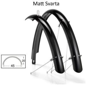 SKÄRMSET 28"/622, HELTÄCKANDE MATT SVART 45mm, Polykarbon
