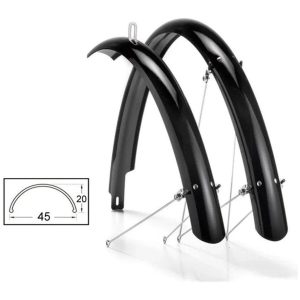 SKÄRMSET 28"/622, HELTÄCKANDE SVART 45mm, Polykarbon PC
