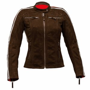 Skinnjacka Dam Uma Nubuck Brun Rusty Stitches