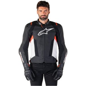 Skinnjacka Missile v3 Svart/Vit/Röd Fluo, 56 Alpinestars