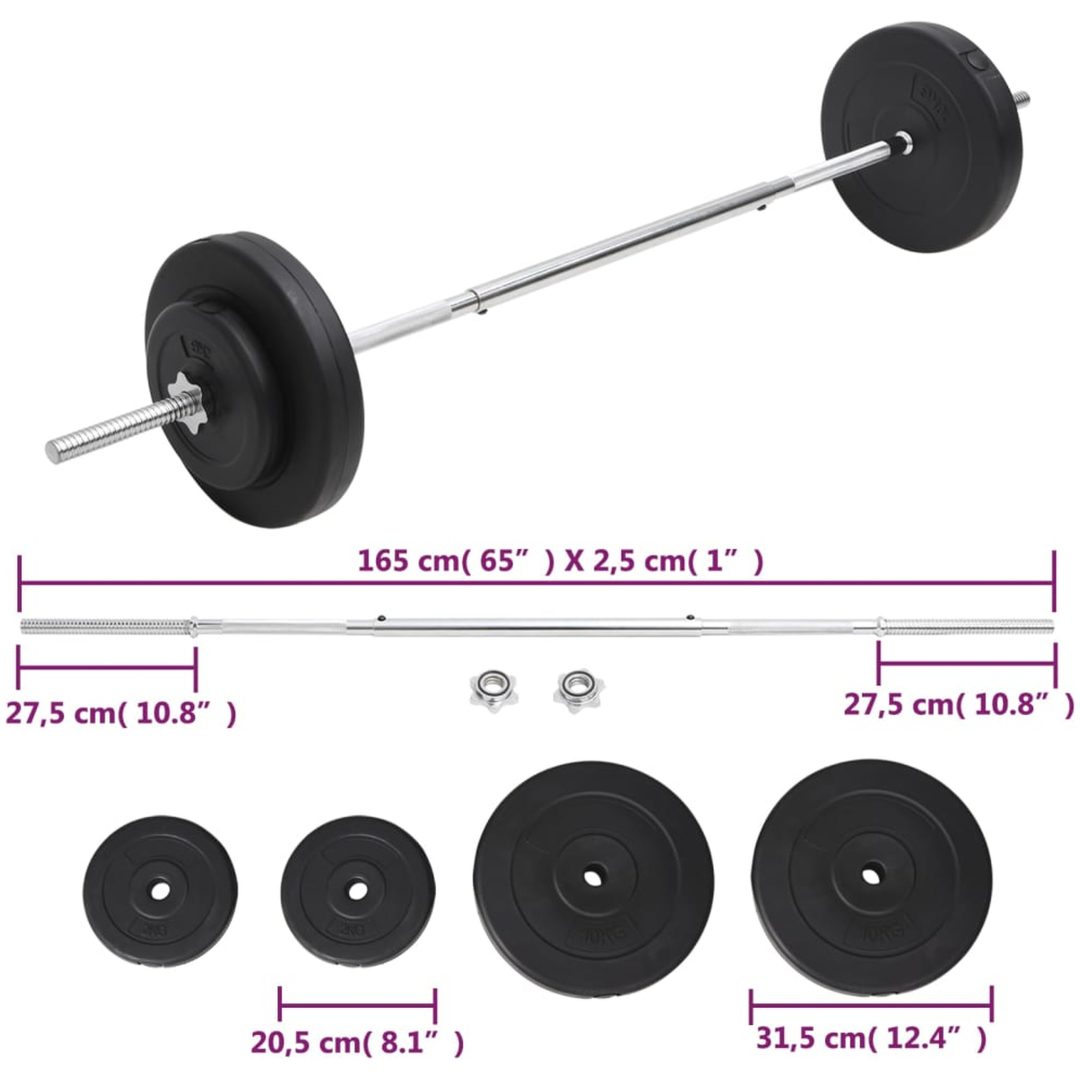 Skivstång med vikter set 30 kg vidaXL – bild 5