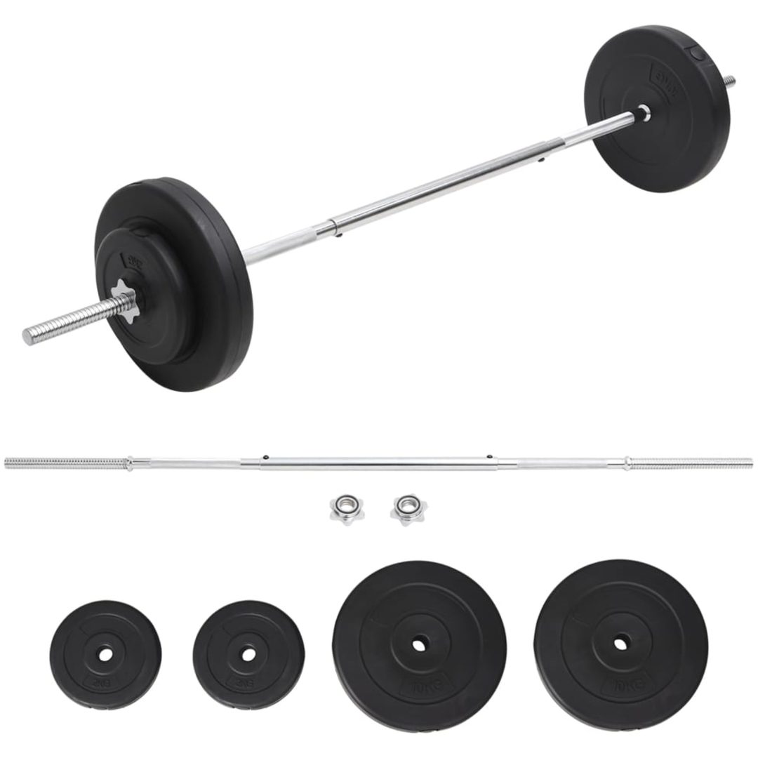 Skivstång med vikter set 30 kg vidaXL