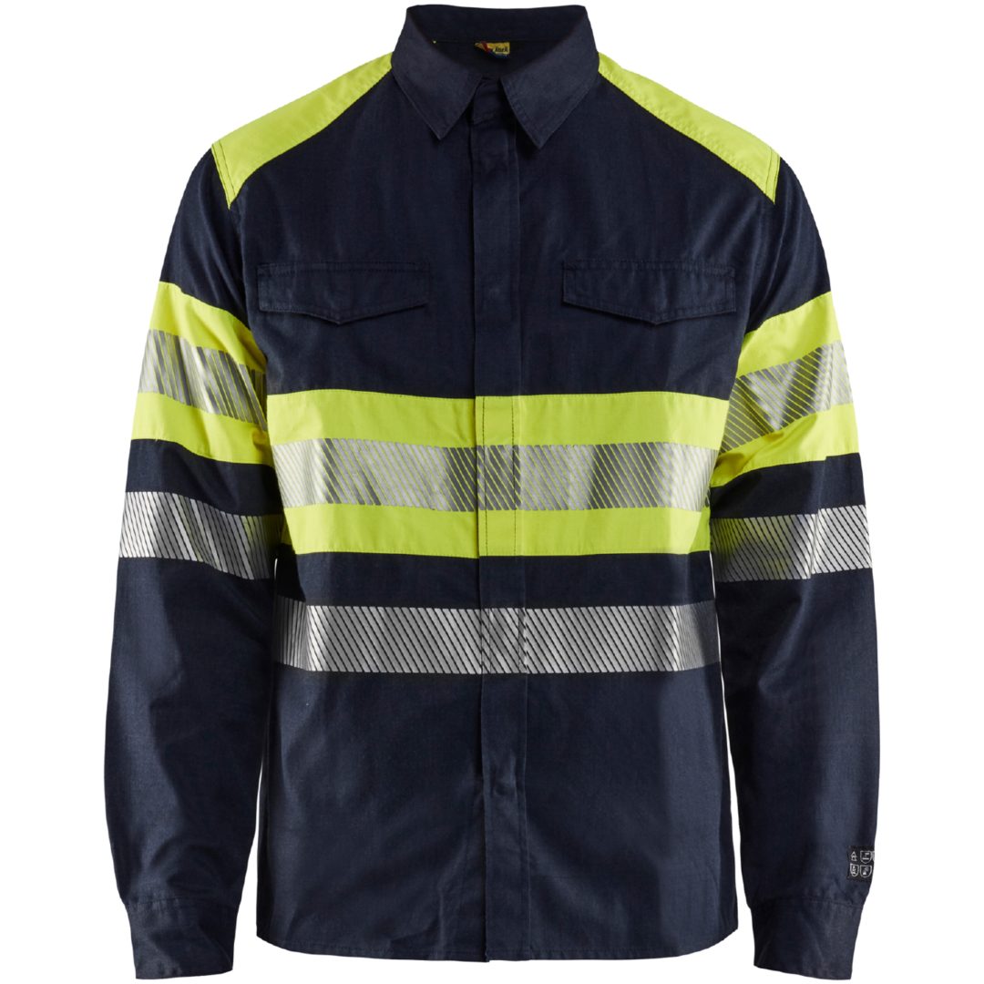 Skjorta 32291517 Marin / Hivisgul BLÅKLÄDER SKJORTA 32291517 MARIN/GUL XS