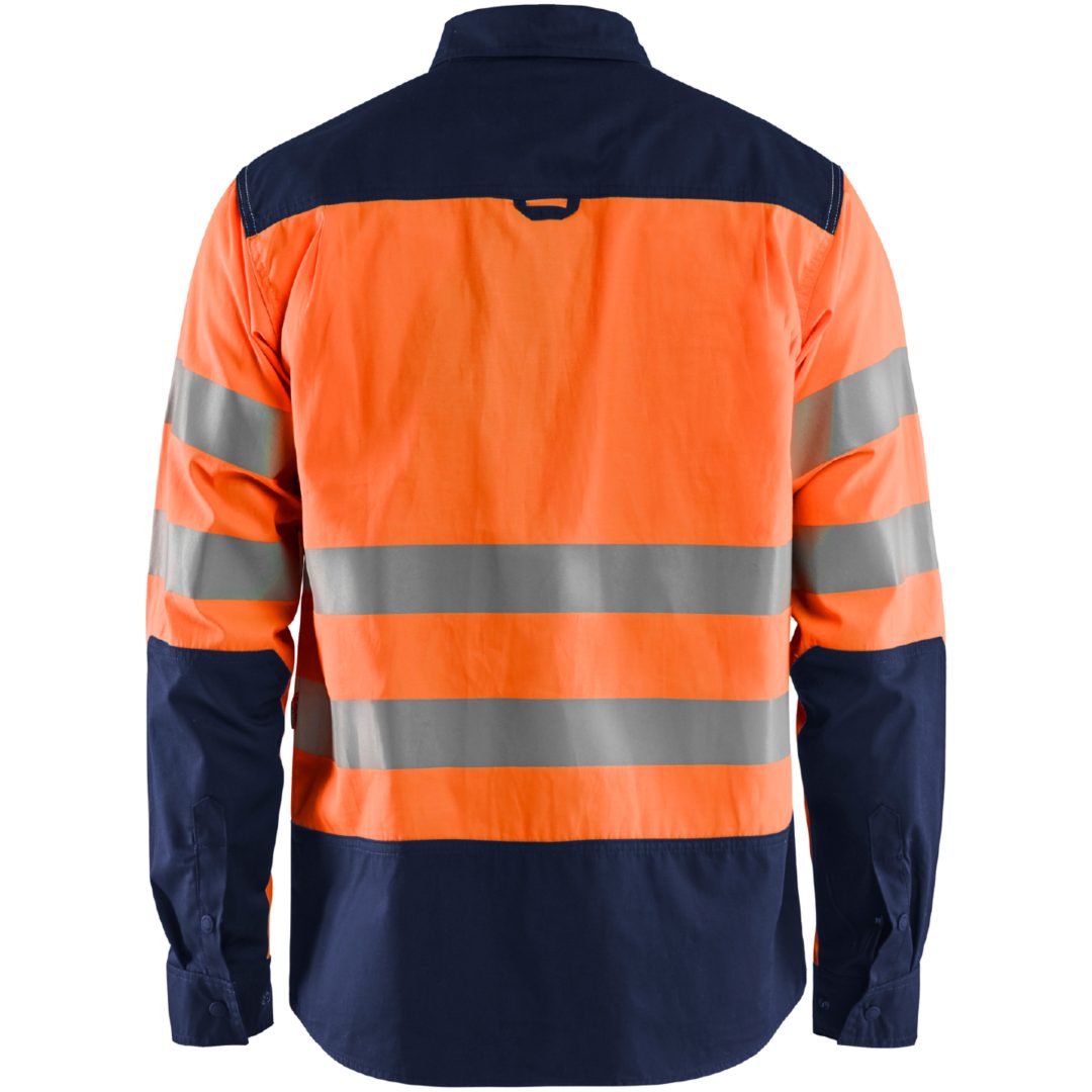 Skjorta 32551817 Hivisorange / Marin BLÅKLÄDER SKJORTA 32551817 ORANGE/MA XS – bild 2
