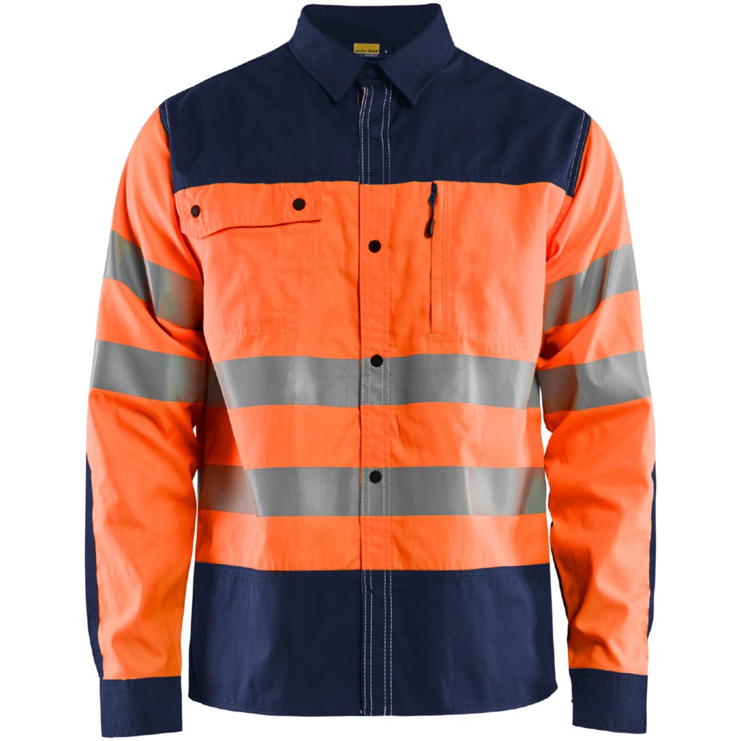 Skjorta 32551817 Hivisorange / Marin BLÅKLÄDER SKJORTA 32551817 ORANGE/MA XS