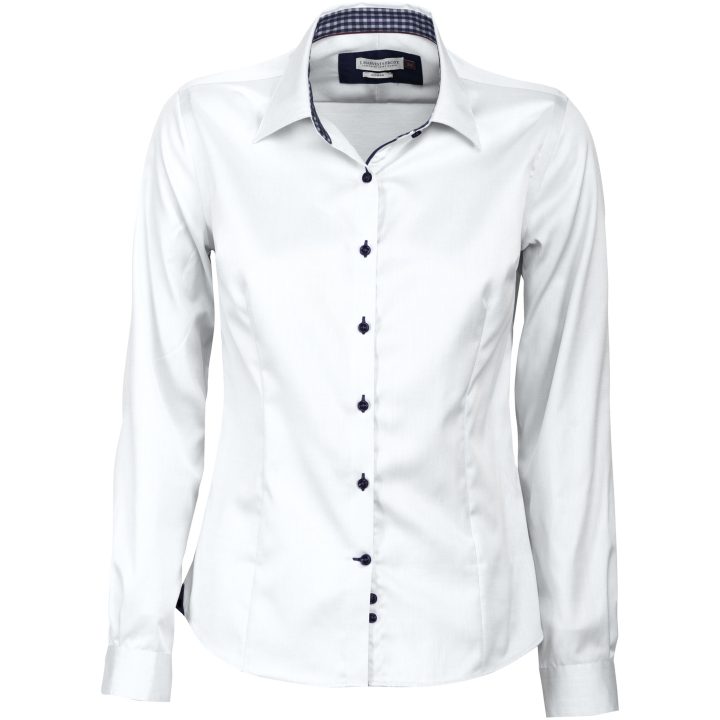 Skjorta Dam RB20 Twill Vit Marinblå J.Harvest & Frost XS – bild 4