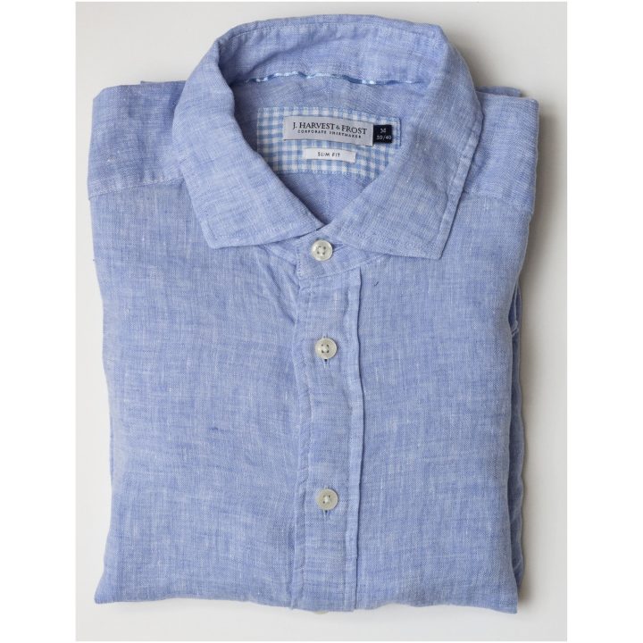 Skjorta IB33 Linen Slim Himmelsblå J.Harvest & Frost XS – bild 5