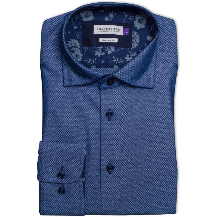 Skjorta PB144 Brushed Jacquard Regular Blå J.Harvest & Frost S 37/38 – bild 6