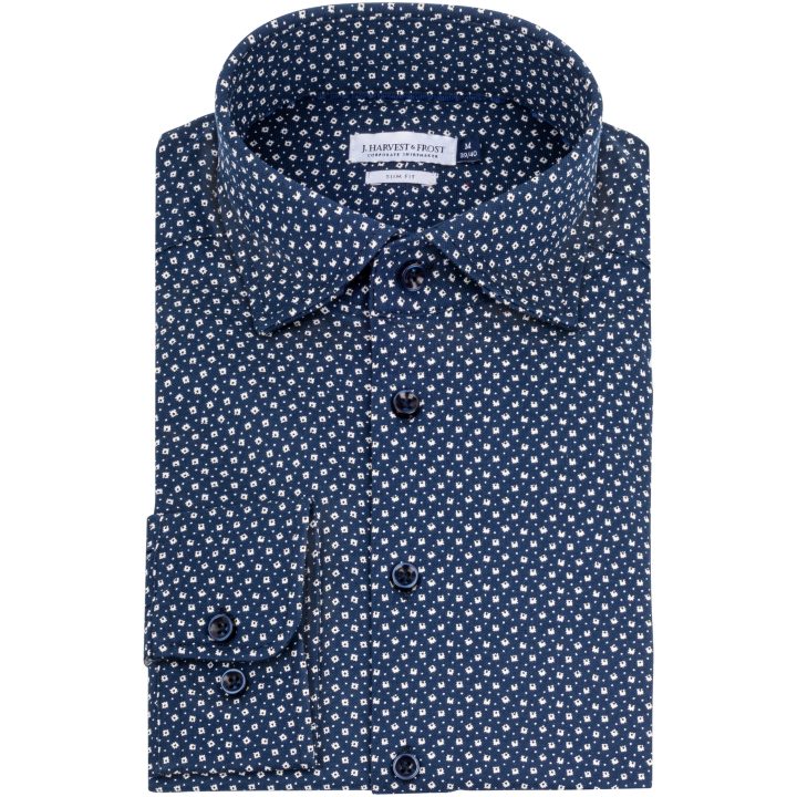 Skjorta Pique Knit Regular Marinblå Print Navy Print J.Harvest & Frost S 37/38 – bild 3