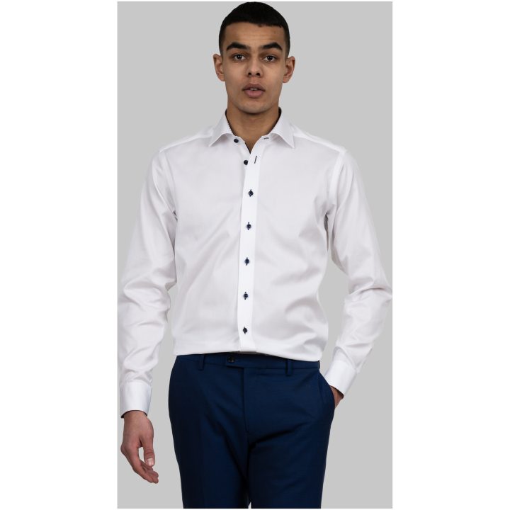 Skjorta RB20 Twill Slim Vit Marinblå J.Harvest & Frost XS – bild 12