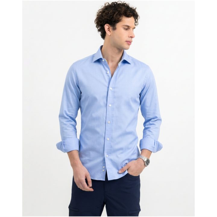 Skjorta YB50 Twill Extra Long Slim Fit Himmelsblå J.Harvest & Frost XS 35/36 – bild 6