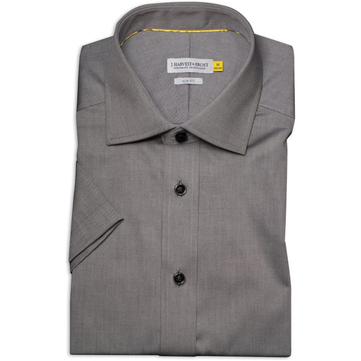 Skjorta YB50 Twill S S Slim Grå J.Harvest & Frost XS – bild 5