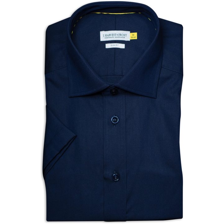 Skjorta YB50 Twill S S Slim Marinblå J.Harvest & Frost XS – bild 6