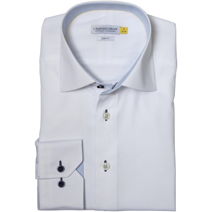 Skjorta YB51 Twill Slim Vit Himmelsblå J.Harvest & Frost XS – bild 2