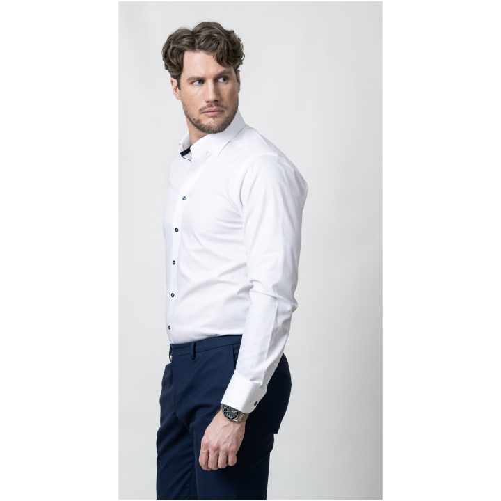 Skjorta YB56 Twill Regular Vit Marinblå J.Harvest & Frost S 37/38 – bild 6