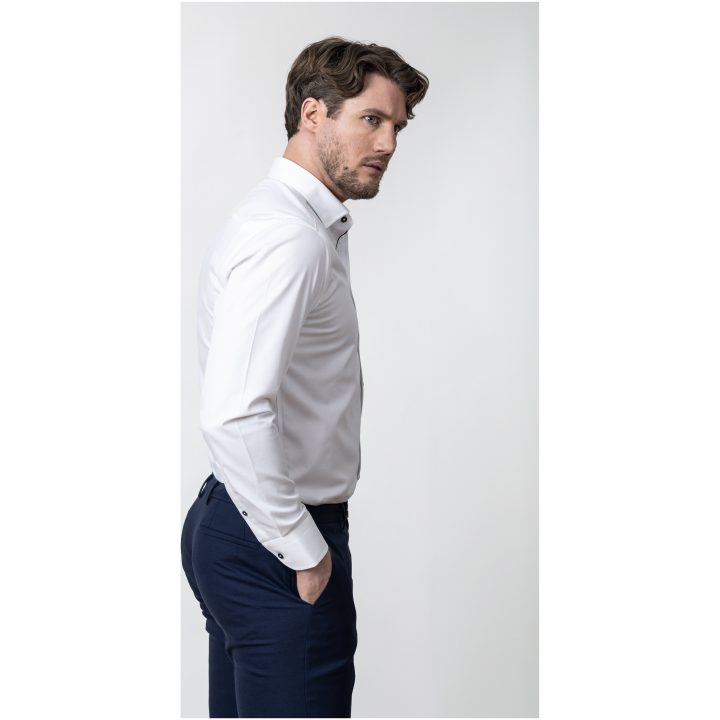Skjorta YB56 Twill Regular Vit Marinblå J.Harvest & Frost S 37/38 – bild 8
