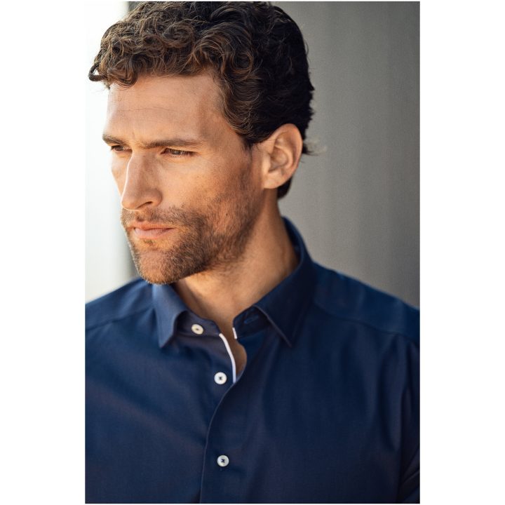 Skjorta YB56 Twill Slim Himmelsblå/marinblå J.Harvest & Frost XS 35/36 – bild 5