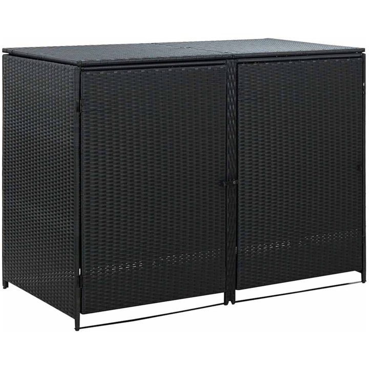 Skjul för 2 soptunnor konstrotting 148x80x111 cm svart vidaXL – bild 2