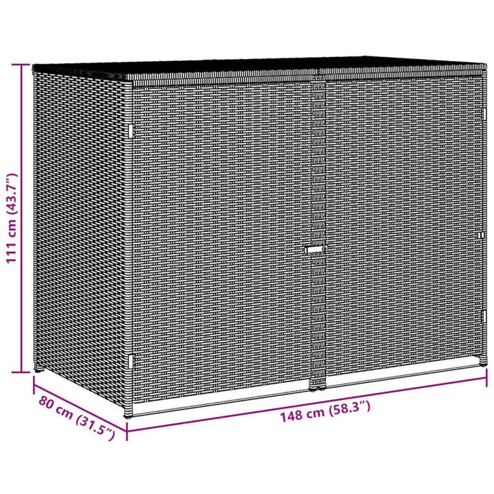 Skjul för 2 soptunnor konstrotting 148x80x111 cm svart vidaXL – bild 11