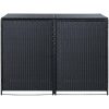 Skjul för 2 soptunnor konstrotting 148x80x111 cm svart vidaXL – miniatyr 5