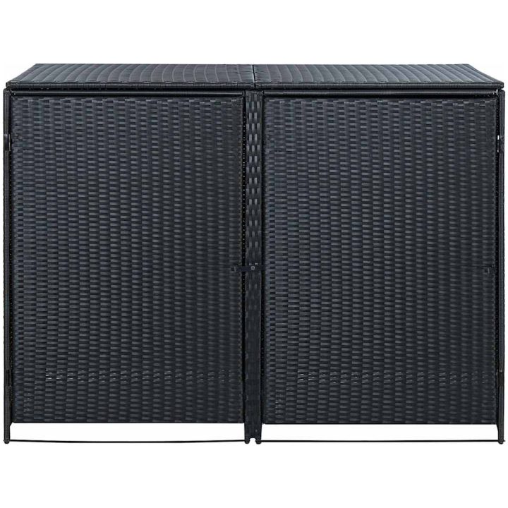 Skjul för 2 soptunnor konstrotting 148x80x111 cm svart vidaXL – bild 5