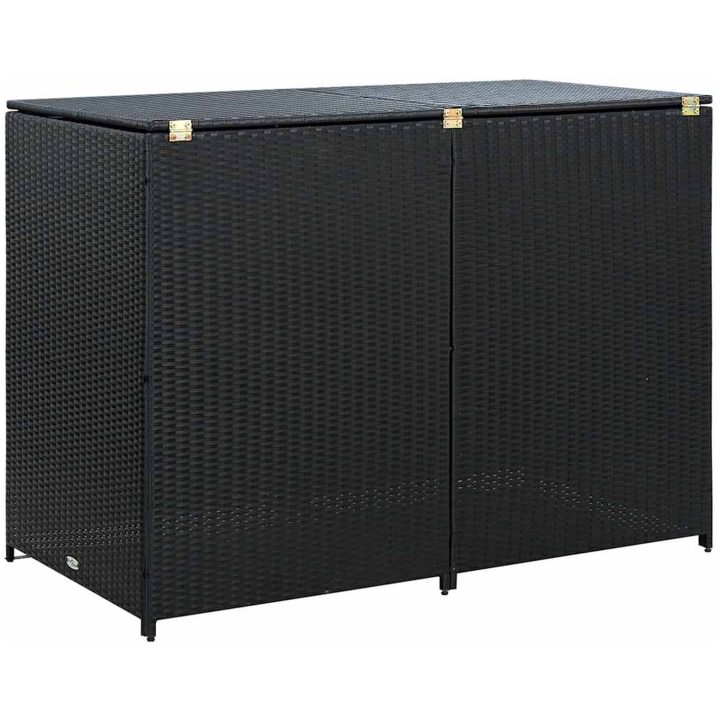 Skjul för 2 soptunnor konstrotting 148x80x111 cm svart vidaXL – bild 6