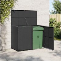 Skjul för 2 soptunnor konstrotting 148x80x111 cm svart vidaXL