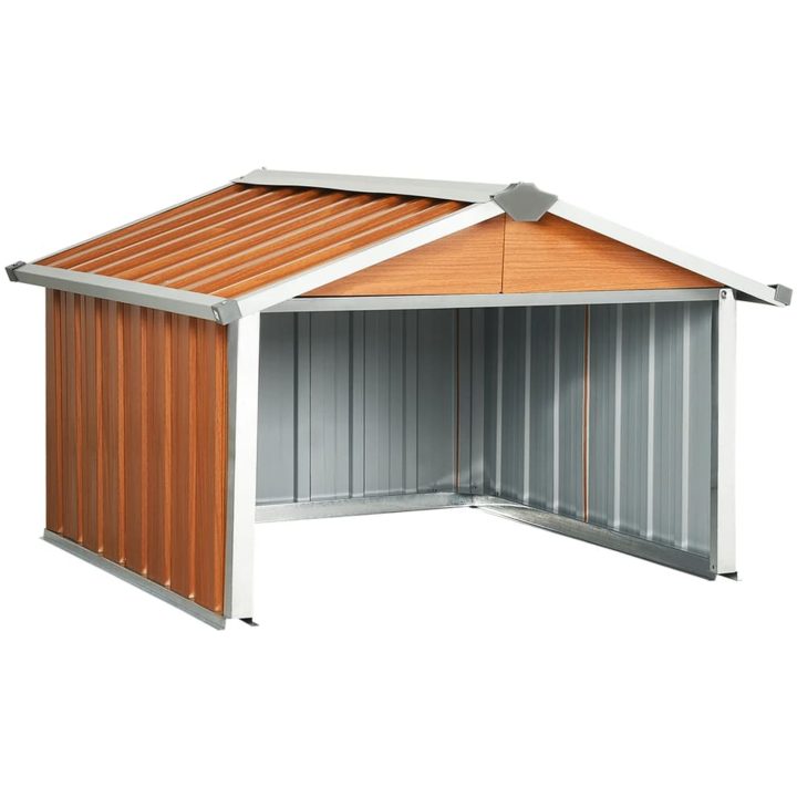 Skjul för robotgräsklippare 92x97x63 cm galvaniserat stål brun vidaXL – bild 4