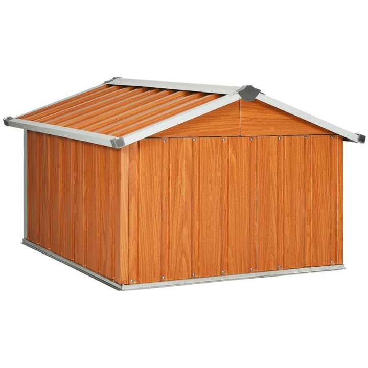 Skjul för robotgräsklippare 92x97x63 cm galvaniserat stål brun vidaXL – bild 7